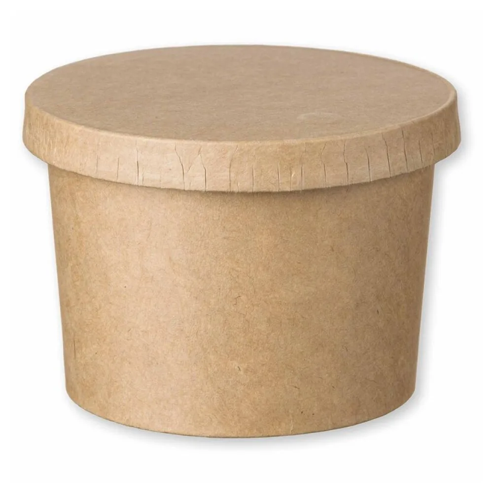 Eisbecher Feinkostbecher aus Kraftpapier FSCR rund 230ml braun mit Deckel, 50 Stk. – Bild 2