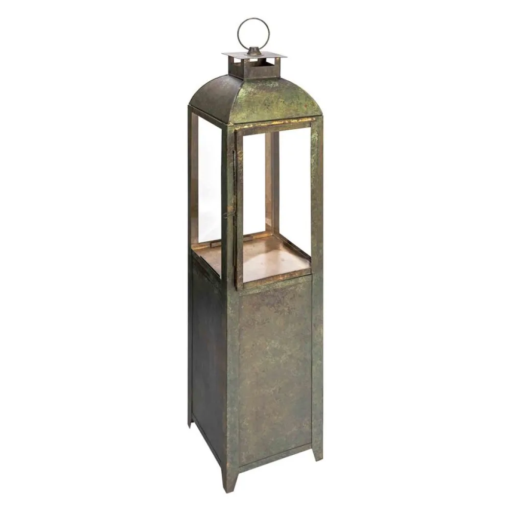 Laterne "Patina" aus Metall/Glas, grün, 91cm, 1 Stk. – Bild 2