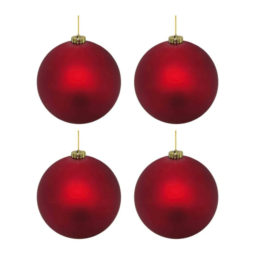 Weihnachtskugeln Christbaumkugeln aus Kunststoff rot matt, O10cm, 4 Stk. – Bild 2