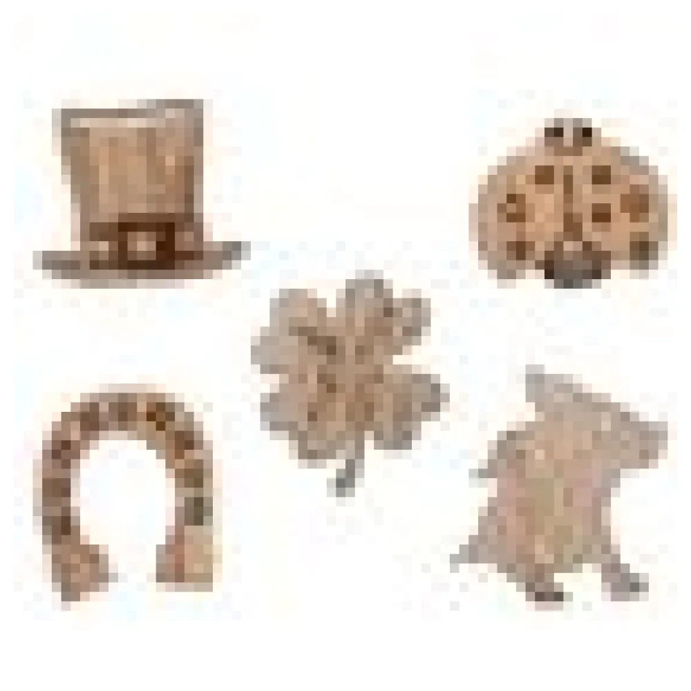 Glücksbringer aus Holz, natur, 5 Motive gemischt, 2.5cm, 20 Stk. – Bild 4