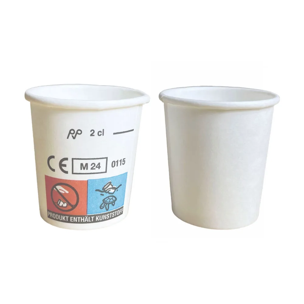 Schnapsbecher Shotbecher Stamperl Pappbecher weiß mit Eichstrich 2cl 20ml, 40 Stk. – Bild 2