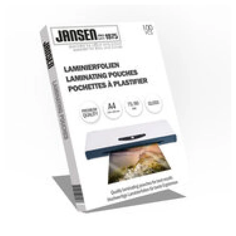 JANSEN Laminierfolien A4, 216 x 303mm, 2x 75/80 mic Hochglanz, 1000 Stk.