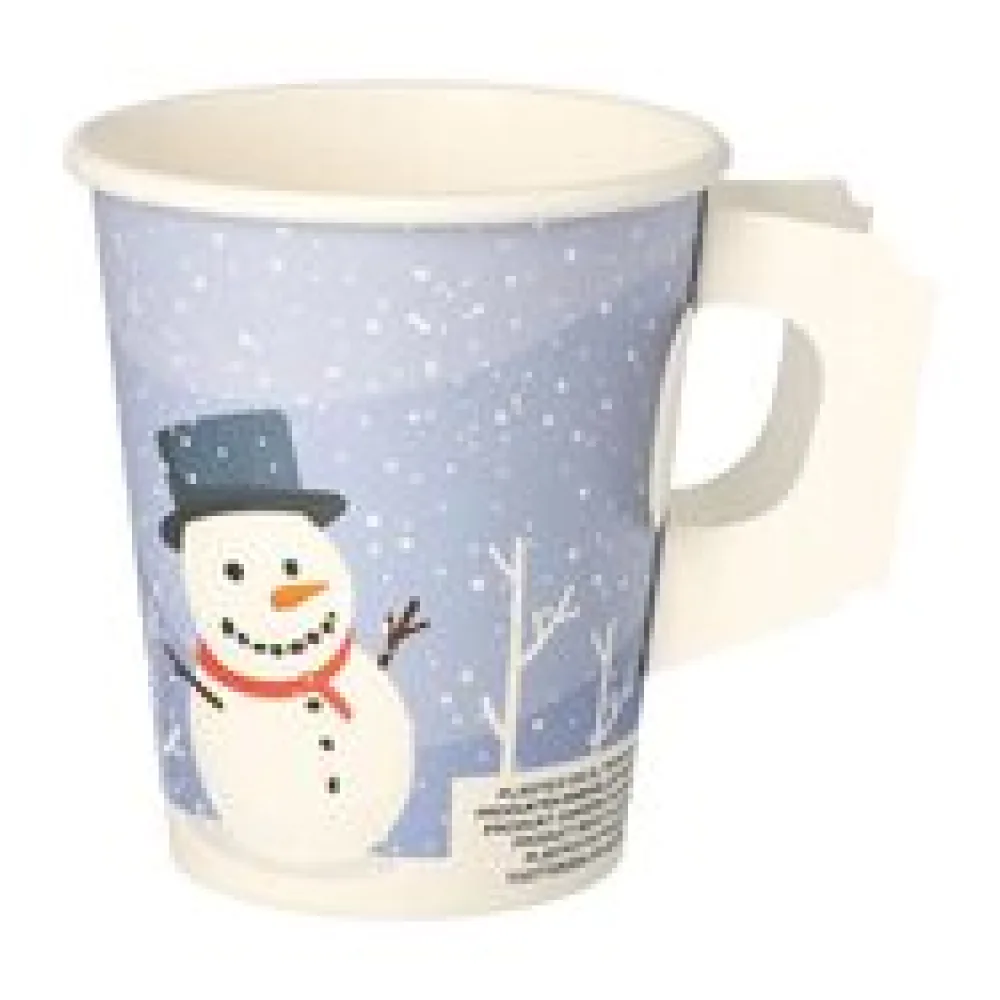 BIO Henkelbecher Kaffeebecher Glühweinbecher Wintermotiv Schneemann 200 ml, 50 Stk.
