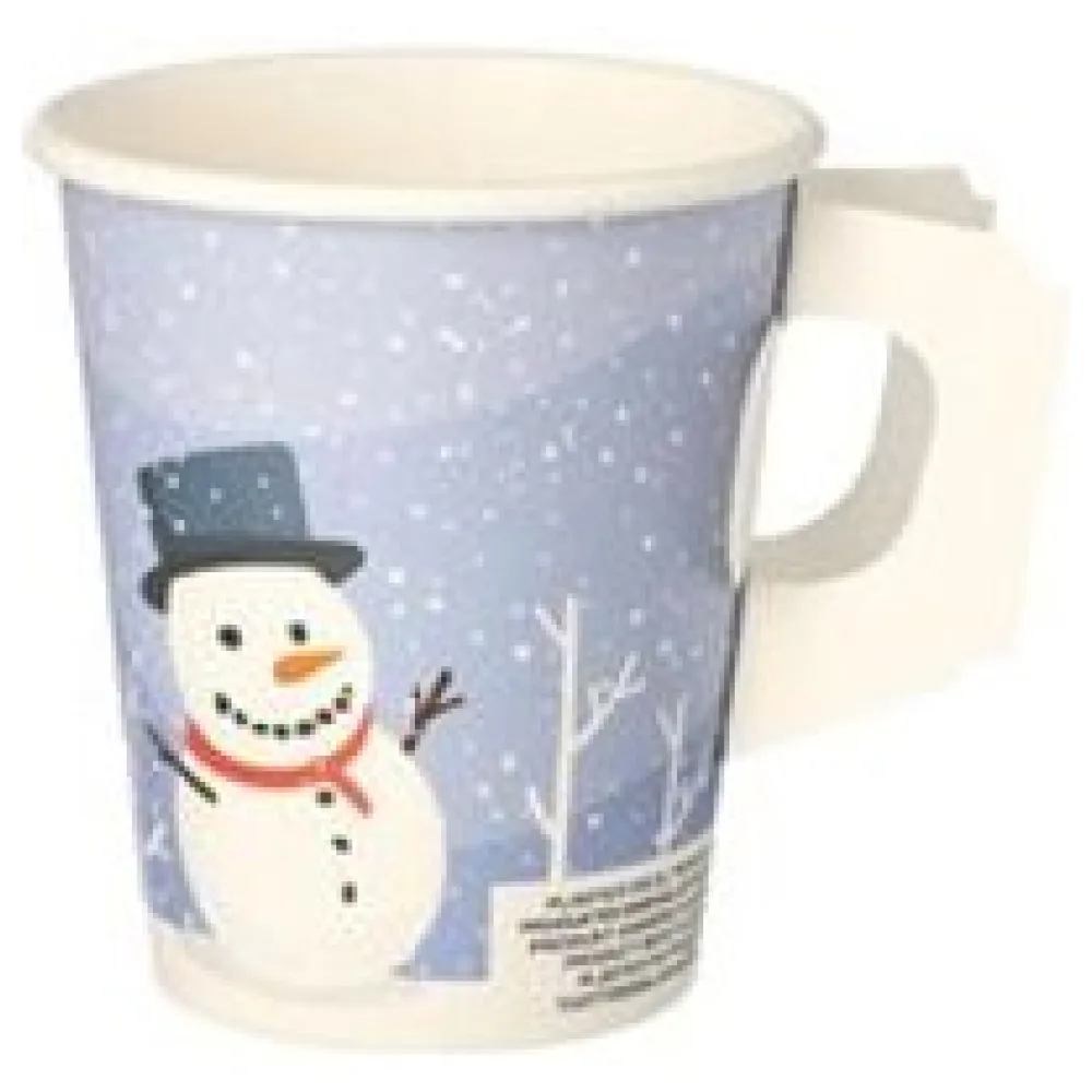 BIO Henkelbecher Kaffeebecher Glühweinbecher Wintermotiv Schneemann 200 ml, 50 Stk. – Bild 3