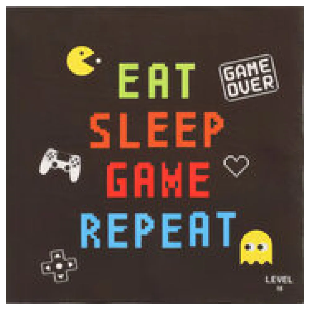 Motivservietten 3-lagig 33x33 cm GAMER Motiv 'Eat Sleep Game Repeat' 20 Stk.
