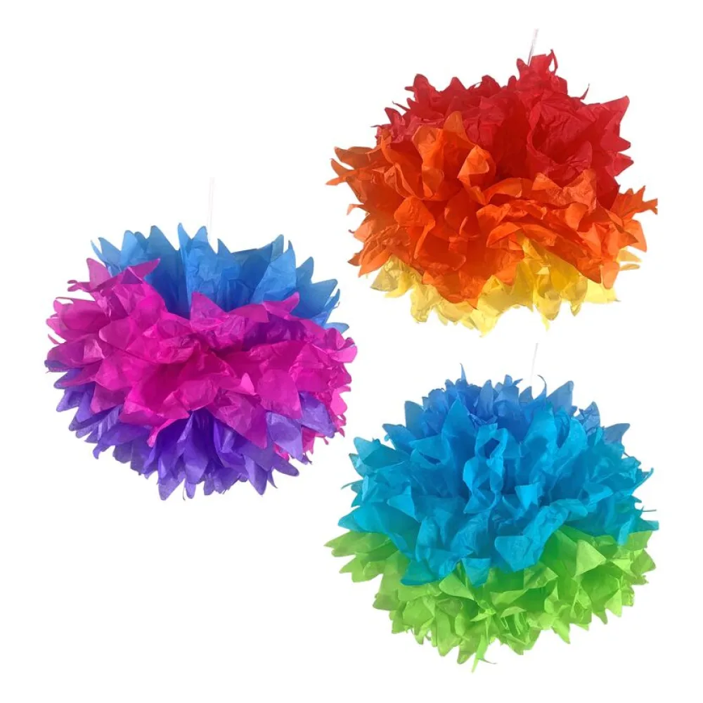 Pompons "Farbenspiel" aus Papier schwer entflammbar O40cm, 3 Stk. – Bild 2
