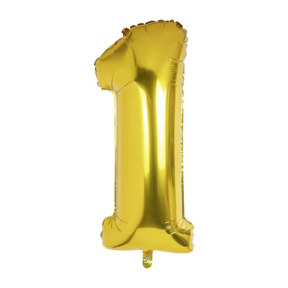 Folienballon Zahlenballon "Zahl 1" gold ca. 105cm, 1 Stk. – Bild 2