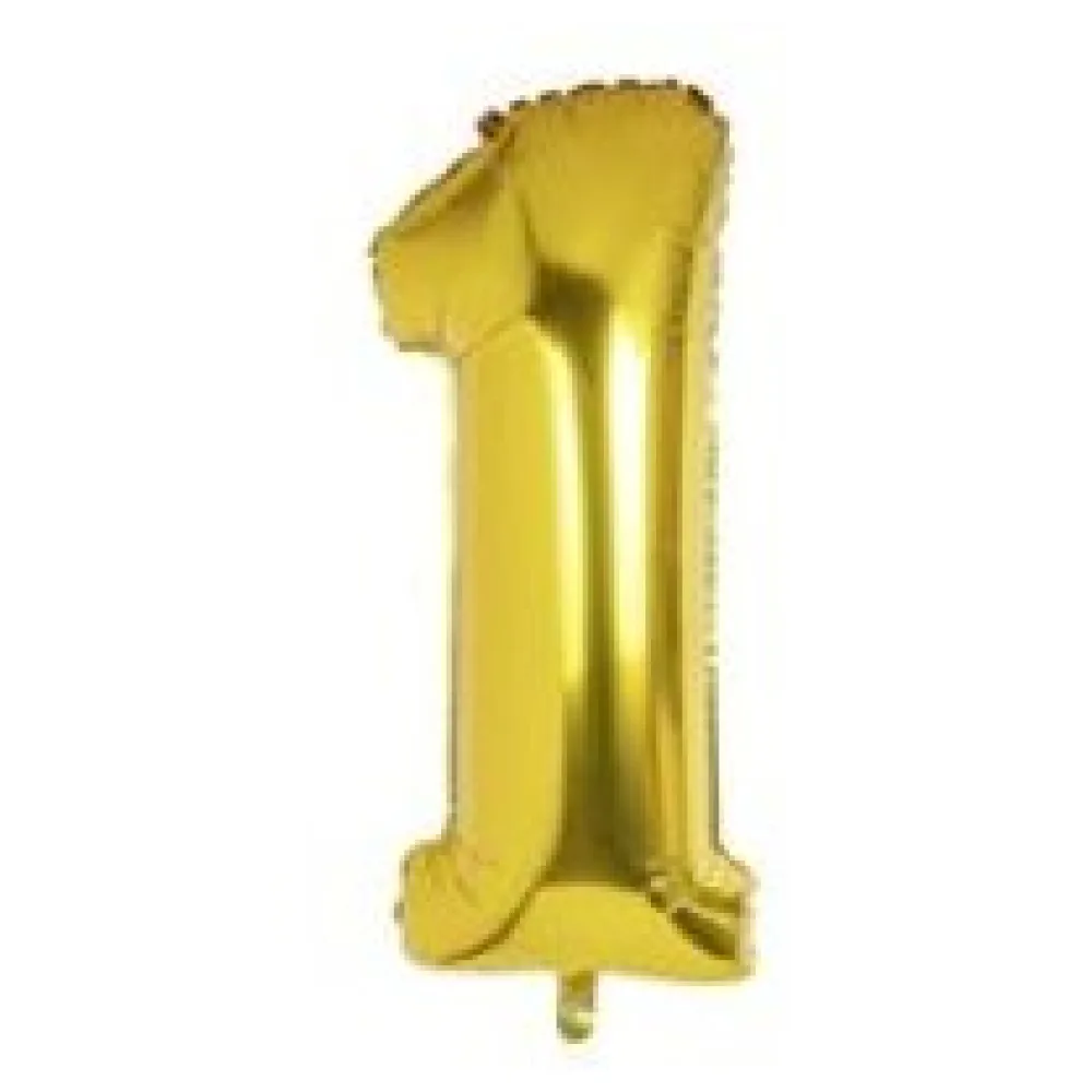 Folienballon Zahlenballon "Zahl 1" gold ca. 105cm, 1 Stk. – Bild 3