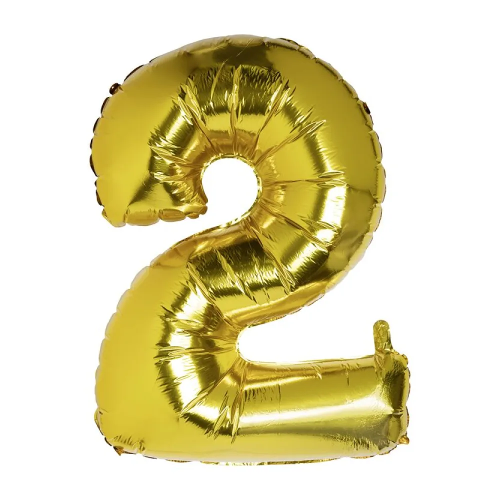 Folienballon Zahlenballon "Zahl 2" gold ca. 104cm, 1 Stk. – Bild 2