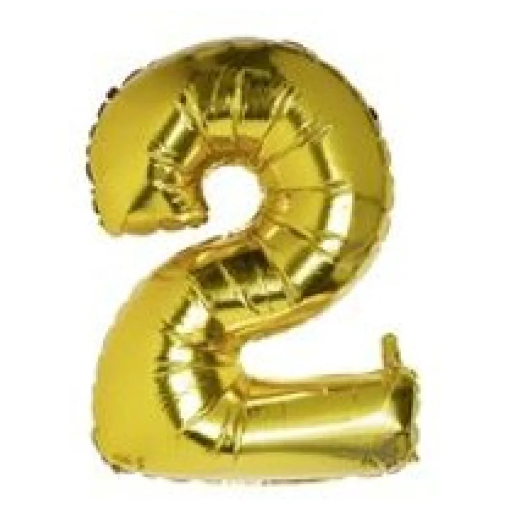 Folienballon Zahlenballon "Zahl 2" gold ca. 104cm, 1 Stk. – Bild 3