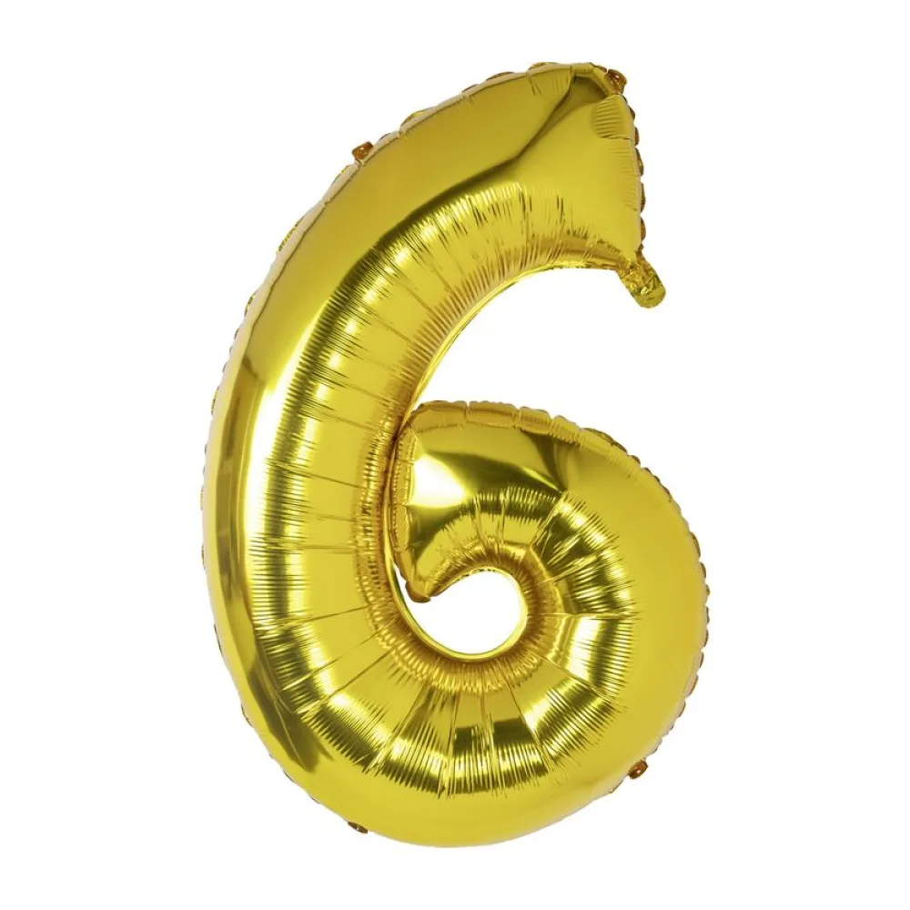 Folienballon Zahlenballon "Zahl 6" gold ca. 109cm, 1 Stk. – Bild 2