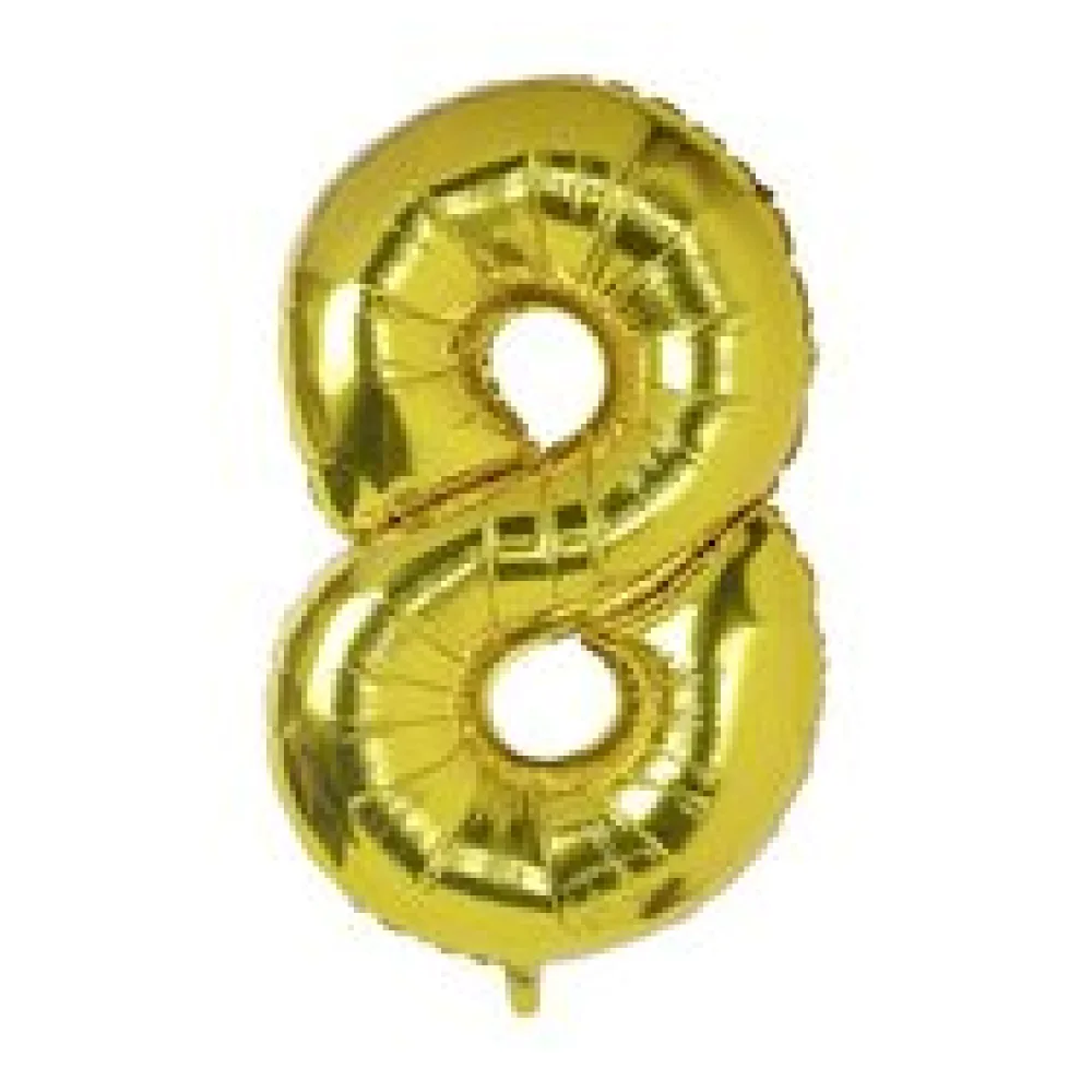 Folienballon Zahlenballon "Zahl 8" gold ca. 112cm, 1 Stk.
