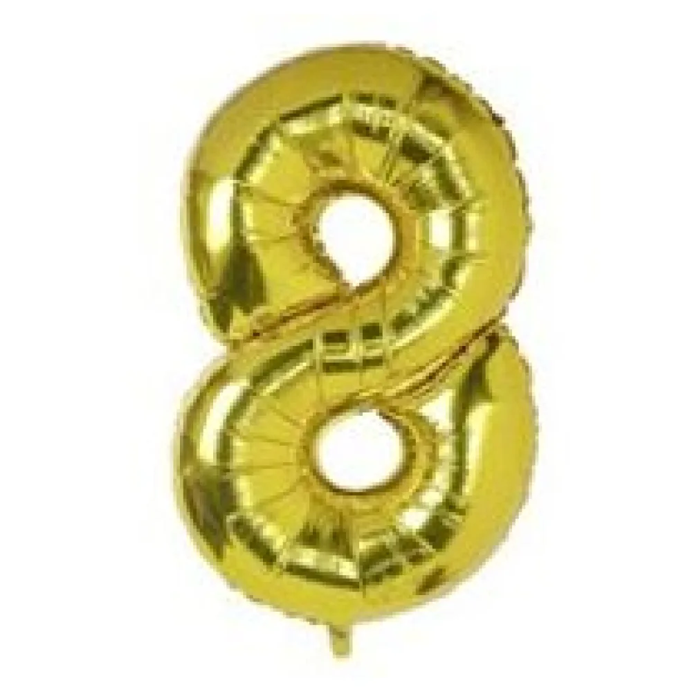 Folienballon Zahlenballon "Zahl 8" gold ca. 112cm, 1 Stk. – Bild 3
