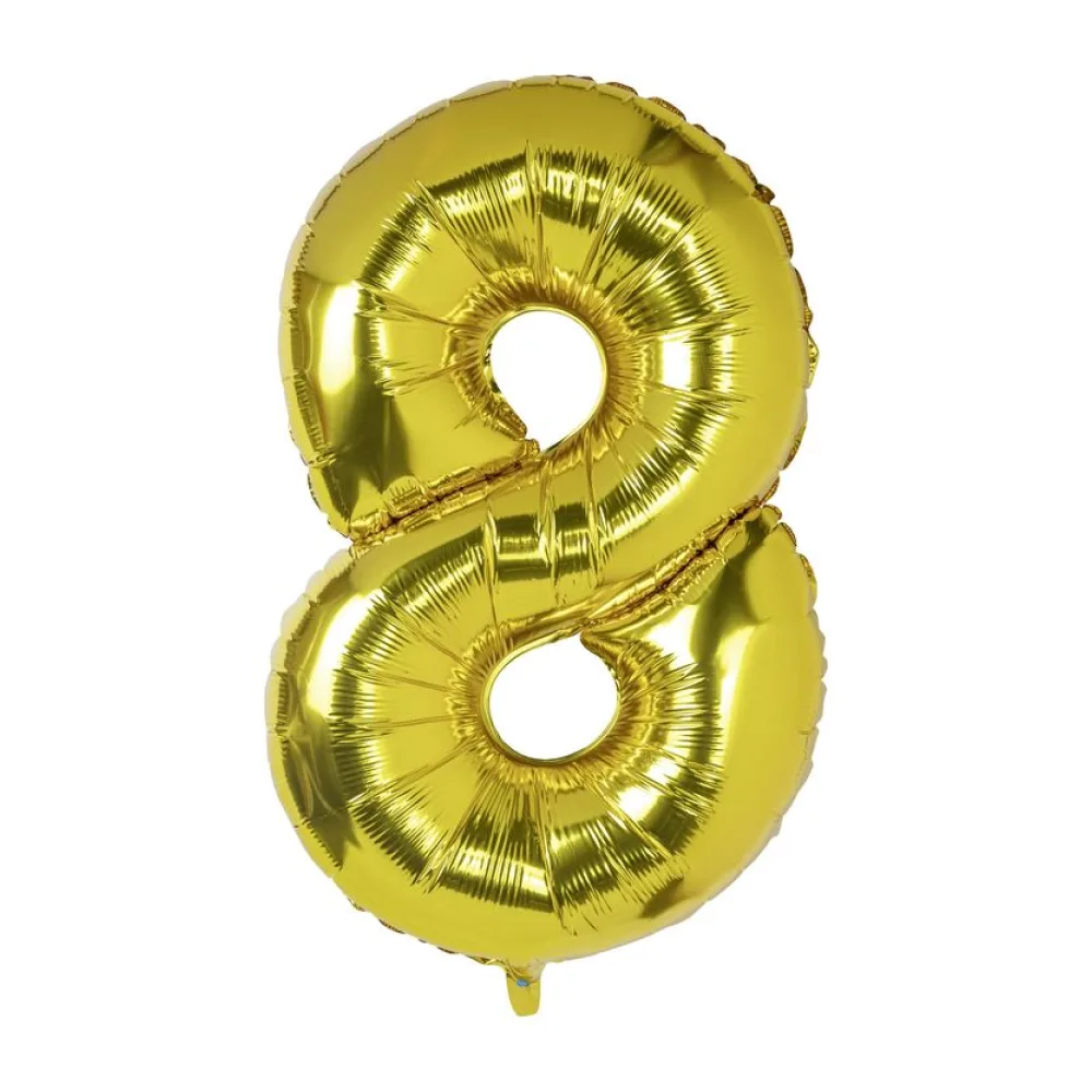 Folienballon Zahlenballon "Zahl 8" gold ca. 112cm, 1 Stk. – Bild 2