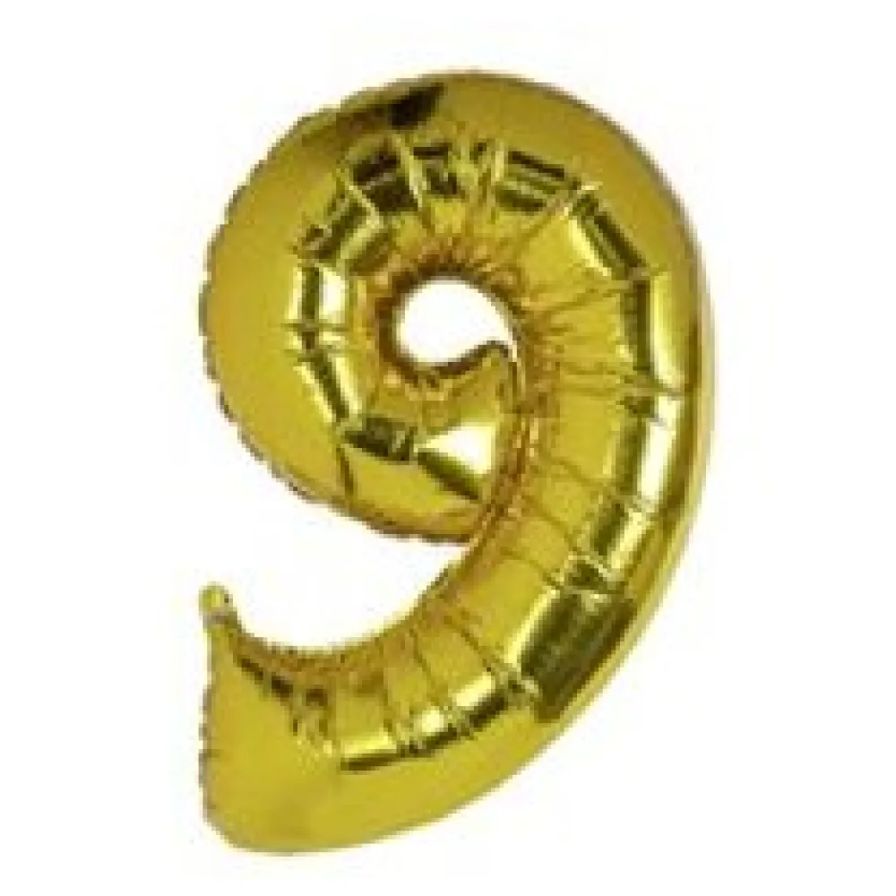 Folienballon Zahlenballon "Zahl 9" gold ca. 110cm, 1 Stk. – Bild 3