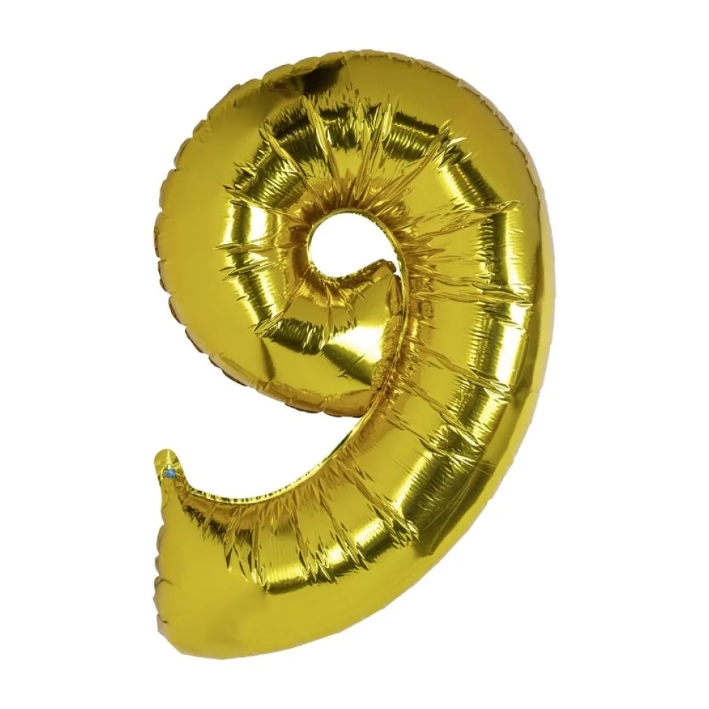 Folienballon Zahlenballon "Zahl 9" gold ca. 110cm, 1 Stk. – Bild 2