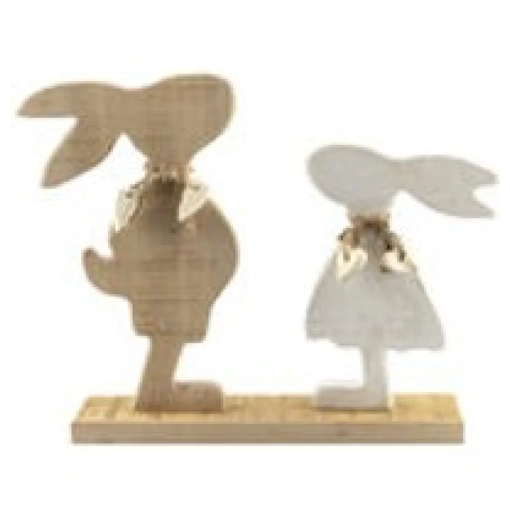 Hasen Pärchen aus Holz Osterhasen Osterdeko 22 cm, 1 Stk. – Bild 3