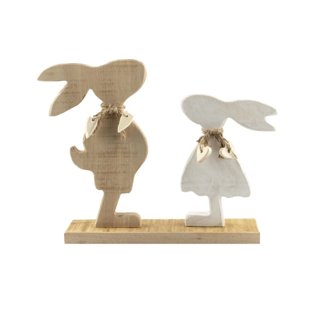 Hasen Pärchen aus Holz Osterhasen Osterdeko 22 cm, 1 Stk. – Bild 2