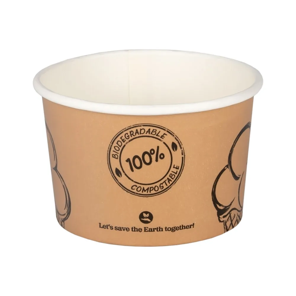 BIO Eisbecher aus Karton Pappbecher FSC zerfiziert 120ml O7.3cm, 50 Stk. – Bild 2