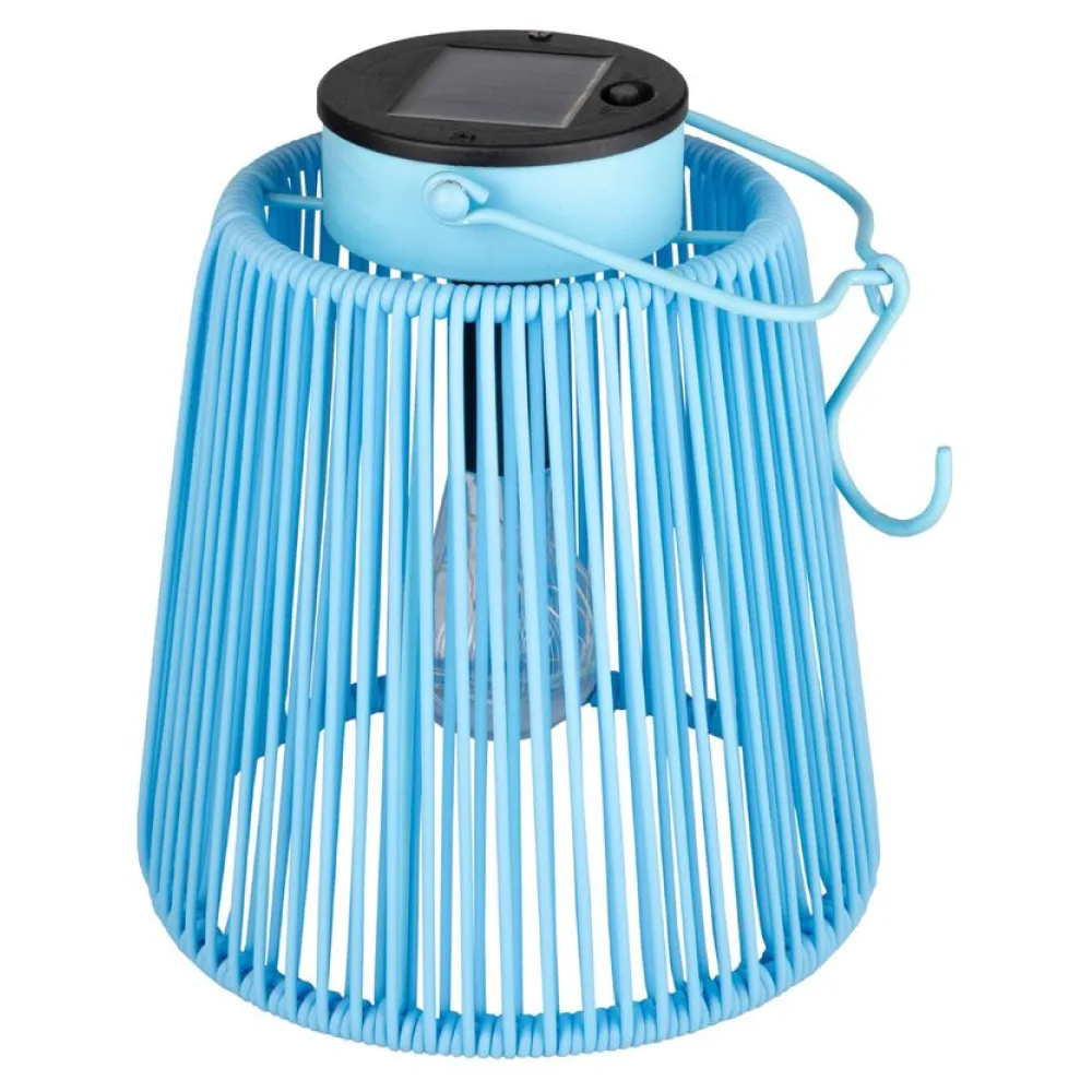 Solarlaterne Gartenlaterne Outdoor aus Metall LED pastellblau, 22cm – Bild 2