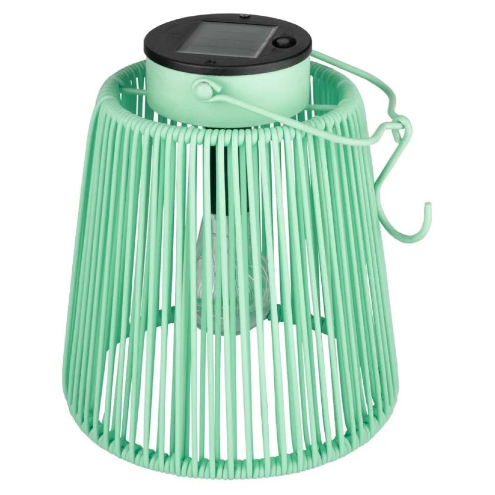 Solarlaterne Gartenlaterne Outdoor aus Metall LED pastellgrün, 22cm – Bild 2