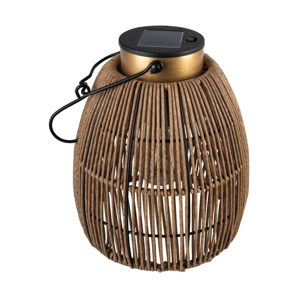 Solarlaterne Gartenlaterne Outdoor aus Metall/Rattan LED gold/natur, 24cm – Bild 2