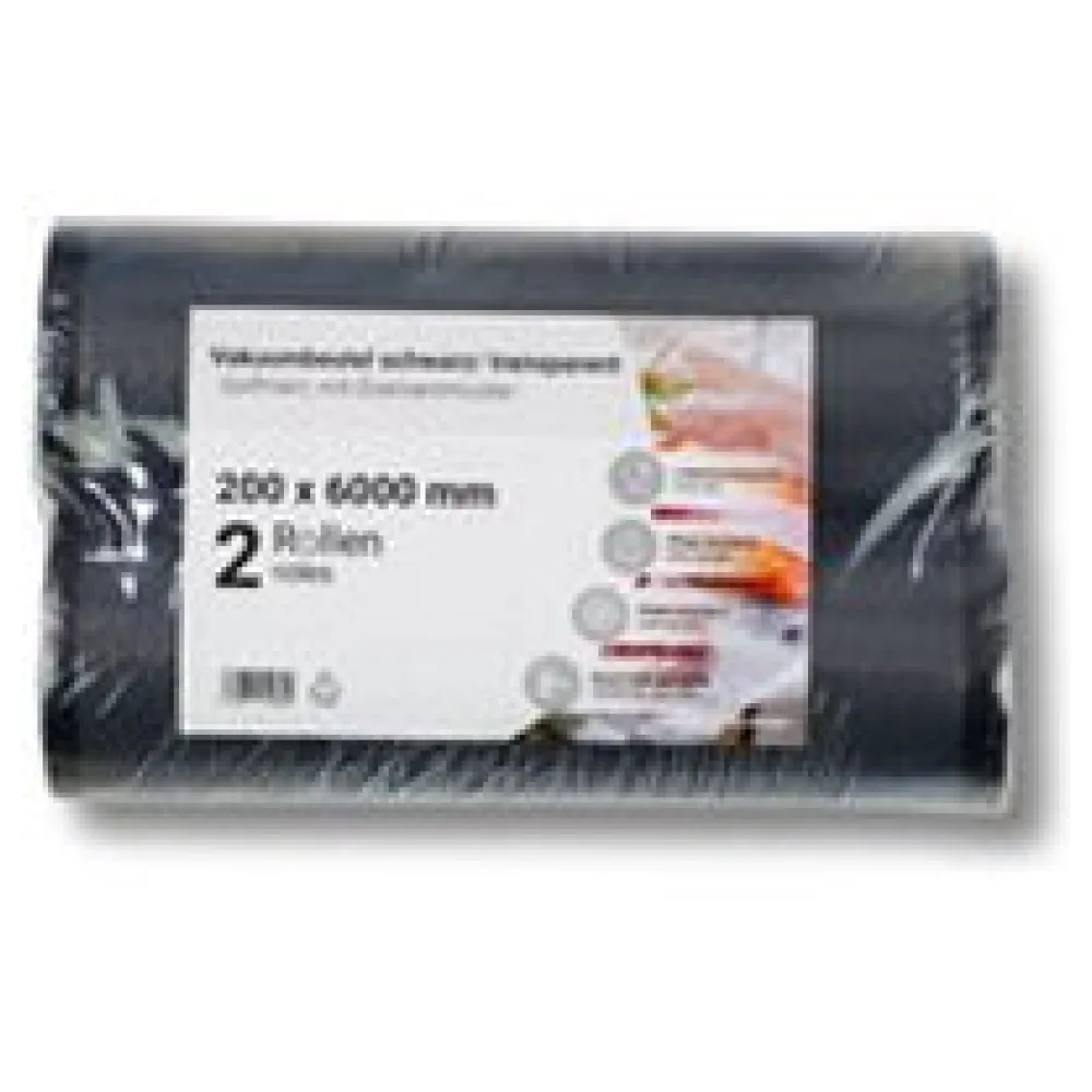 Vakuumbeutel auf der Rolle PA/PE 200 x 6000 mm goffriert schwarz/transparent 90 my, 2 Rollen – Bild 3