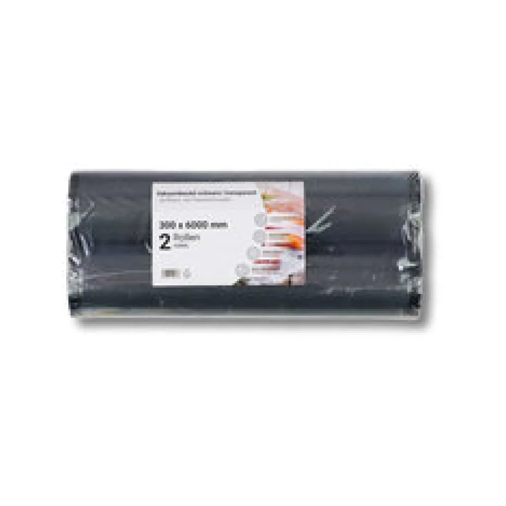Vakuumbeutel auf der Rolle PA/PE 300 x 6000 mm goffriert schwarz/transparent 90 my, 2 Rollen