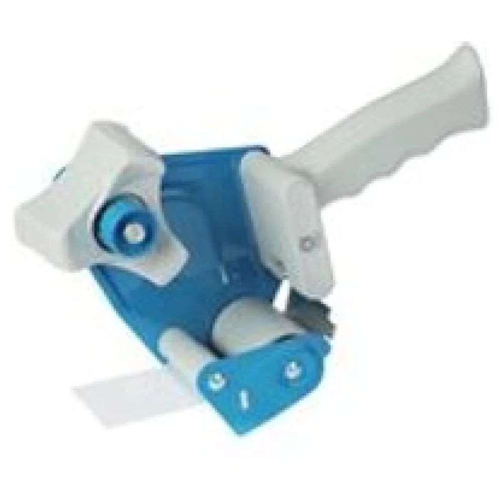 Handabroller grau/blau mit Andrucklasche & Rollenbremse für 50mm x 66m Packband – Bild 3