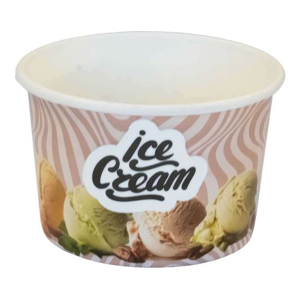 Eisbecher aus Pappe Papierbecher 140 ml bedruckt "ICE CREAM" O70 mm, 50 Stück – Bild 2