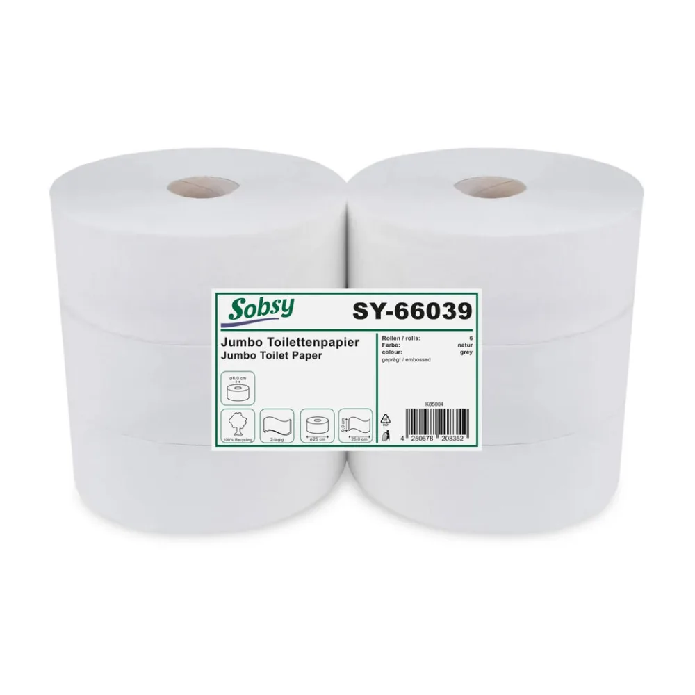 Jumbo Toilettenpapier 2-lagig Recyclingpapier Kerndurchmesser 6.0 cm, 6 Stk. – Bild 2
