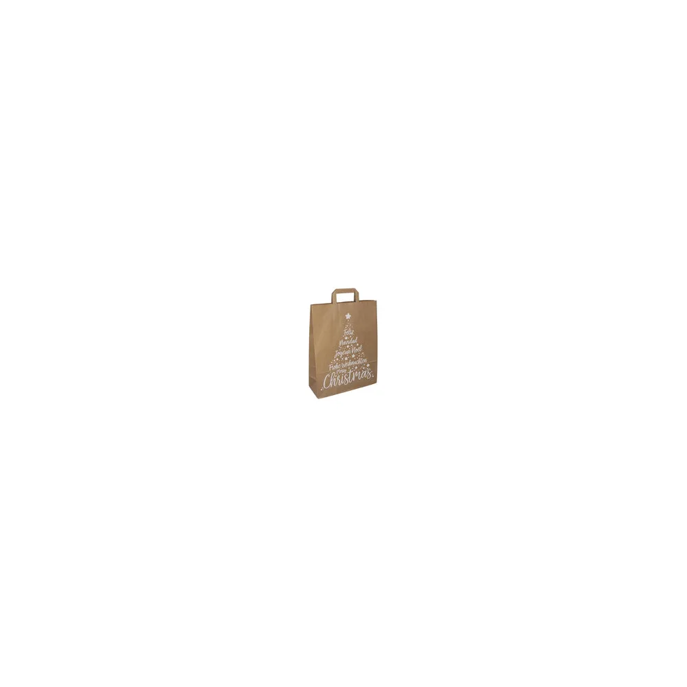 Papiertragetaschen aus Kraftpapier 320+120x400mm Motiv Christmas weiß braun 80 gr.