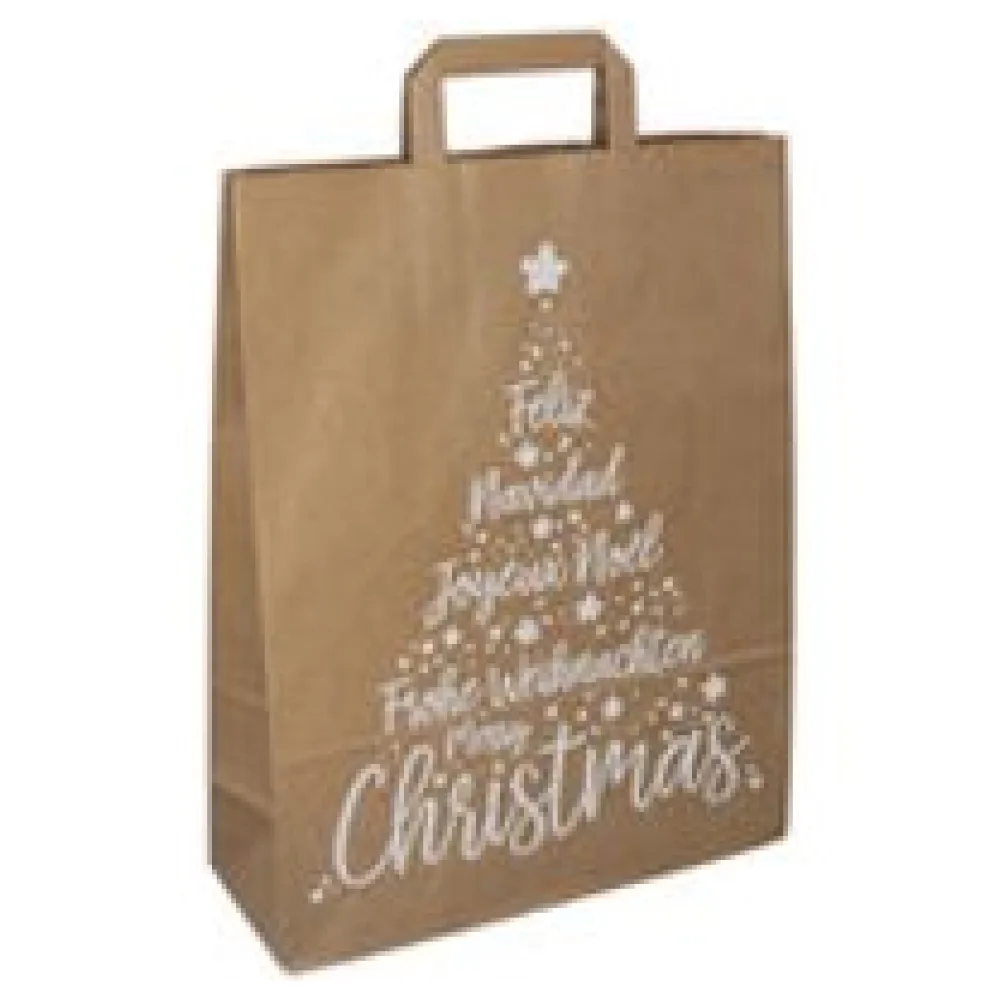Papiertragetaschen aus Kraftpapier 260+170x250mm Motiv Christmas weiß braun 80 gr. – Bild 3