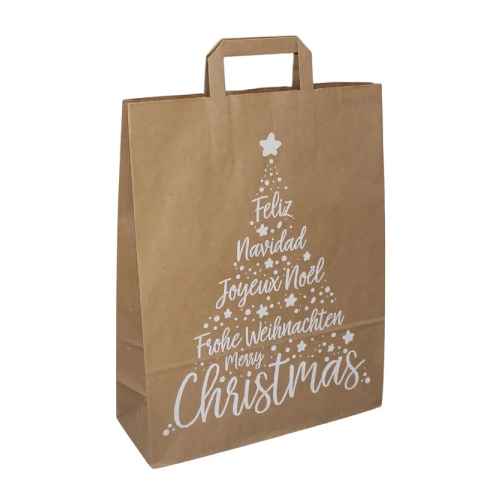 Papiertragetaschen aus Kraftpapier 260+170x250mm Motiv Christmas weiß braun 80 gr. – Bild 2