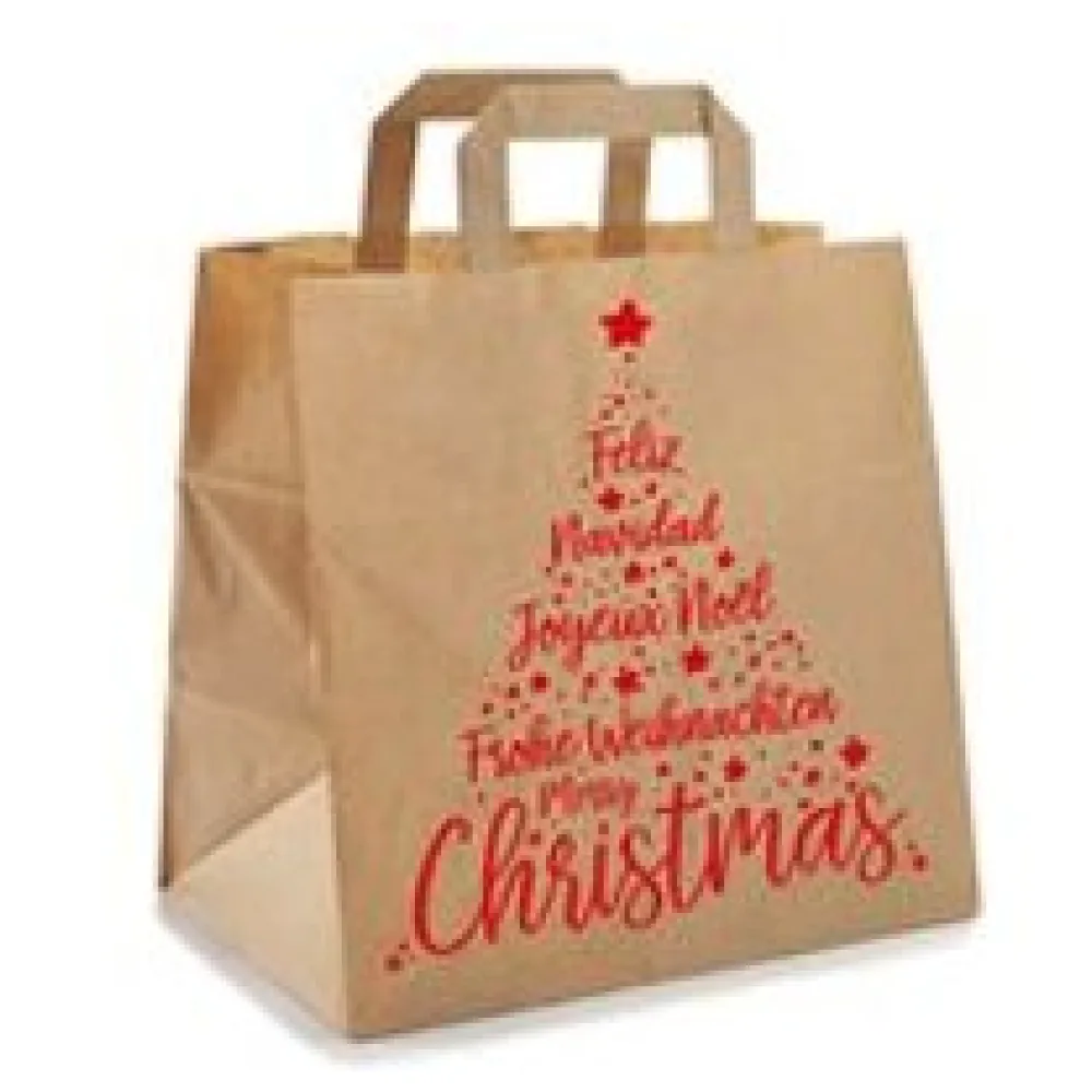 Papiertragetaschen aus Kraftpapier 260+170x250mm Motiv Christmas rot braun 80 gr. – Bild 3