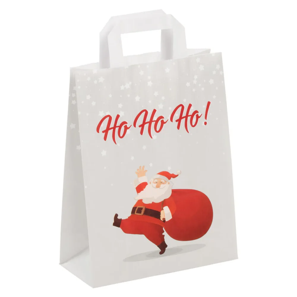 Papiertragetaschen aus Kraftpapier 180+ 80x220mm Motiv Weihnachtsmann Santa Claus – Bild 2