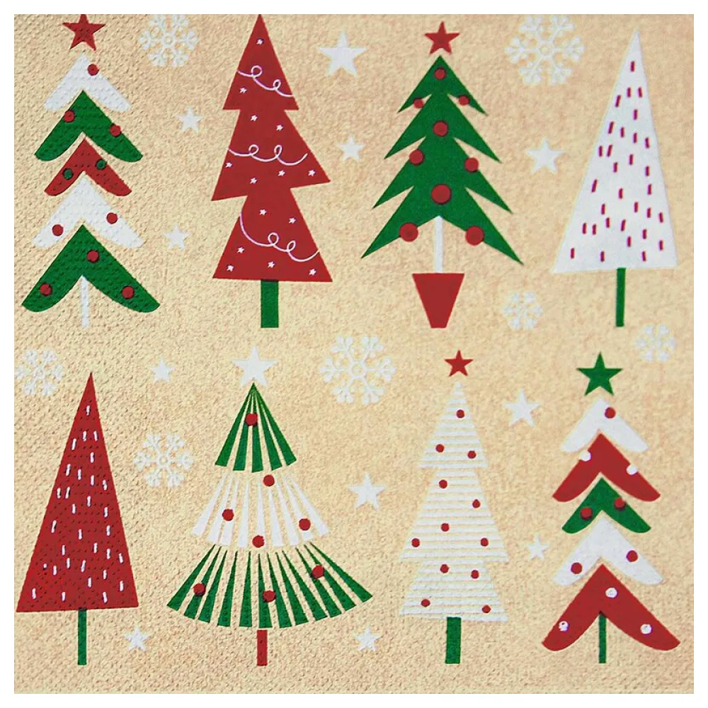 Weihnachtsservietten 3-lagig 33 x 33 cm bunte Weihnachtsbäume, 20 Stk. – Bild 2