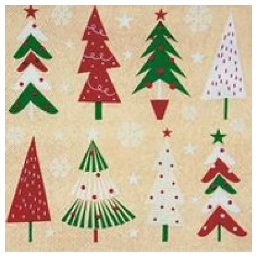 Weihnachtsservietten 3-lagig 33 x 33 cm bunte Weihnachtsbäume, 20 Stk. – Bild 3