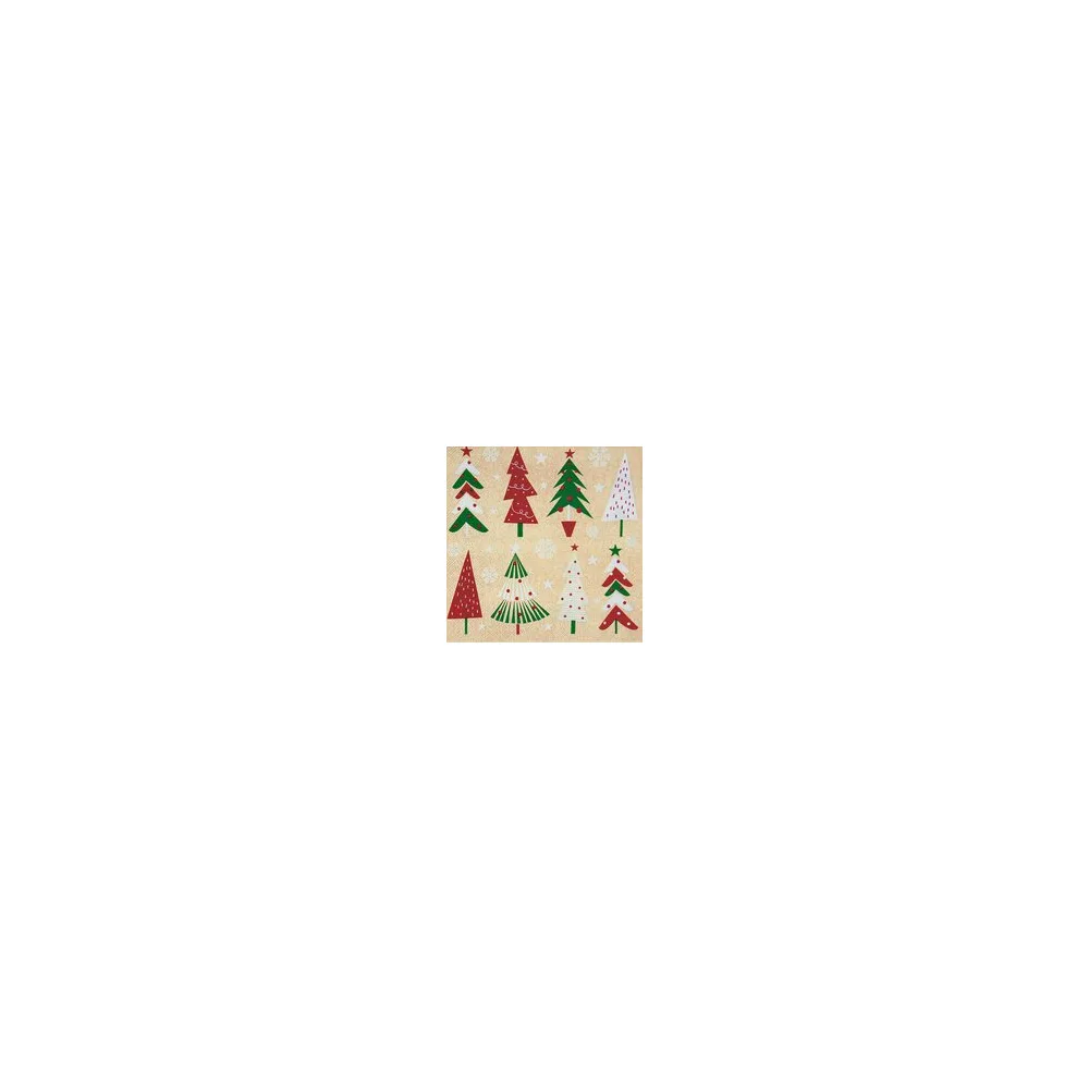 Weihnachtsservietten 3-lagig 33 x 33 cm bunte Weihnachtsbäume, 20 Stk.