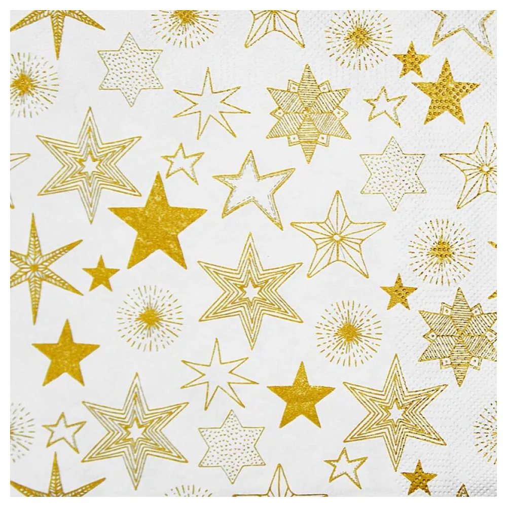Weihnachtsservietten 3-lagig 33 x 33 cm goldene Sterne, 20 Stk. – Bild 2