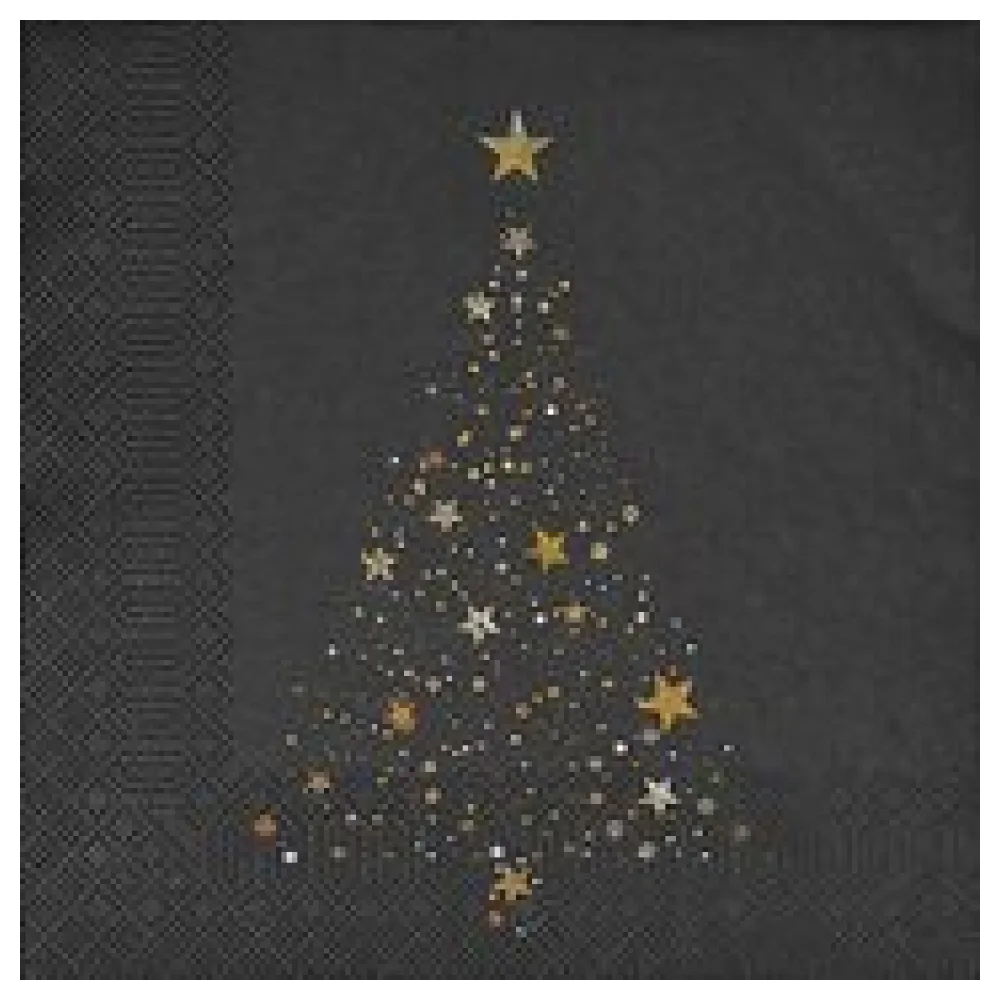 Weihnachtsservietten 3-lagig 33 x 33 cm Weihnachtsbaum in der Nacht, 20 Stk.