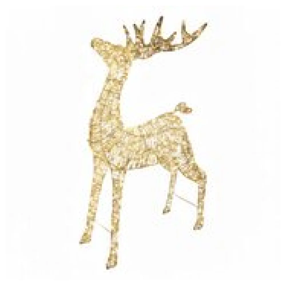 Rentier aus Metall/PET gold, mit LED, warmweiß, 100cm