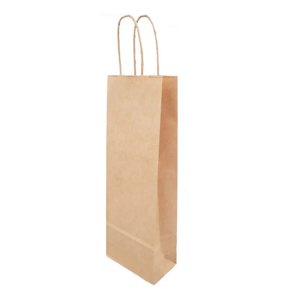 Flaschentragetaschen Flaschentaschen 140+80x390mm Papier braun gerippt mit Kordel – Bild 2