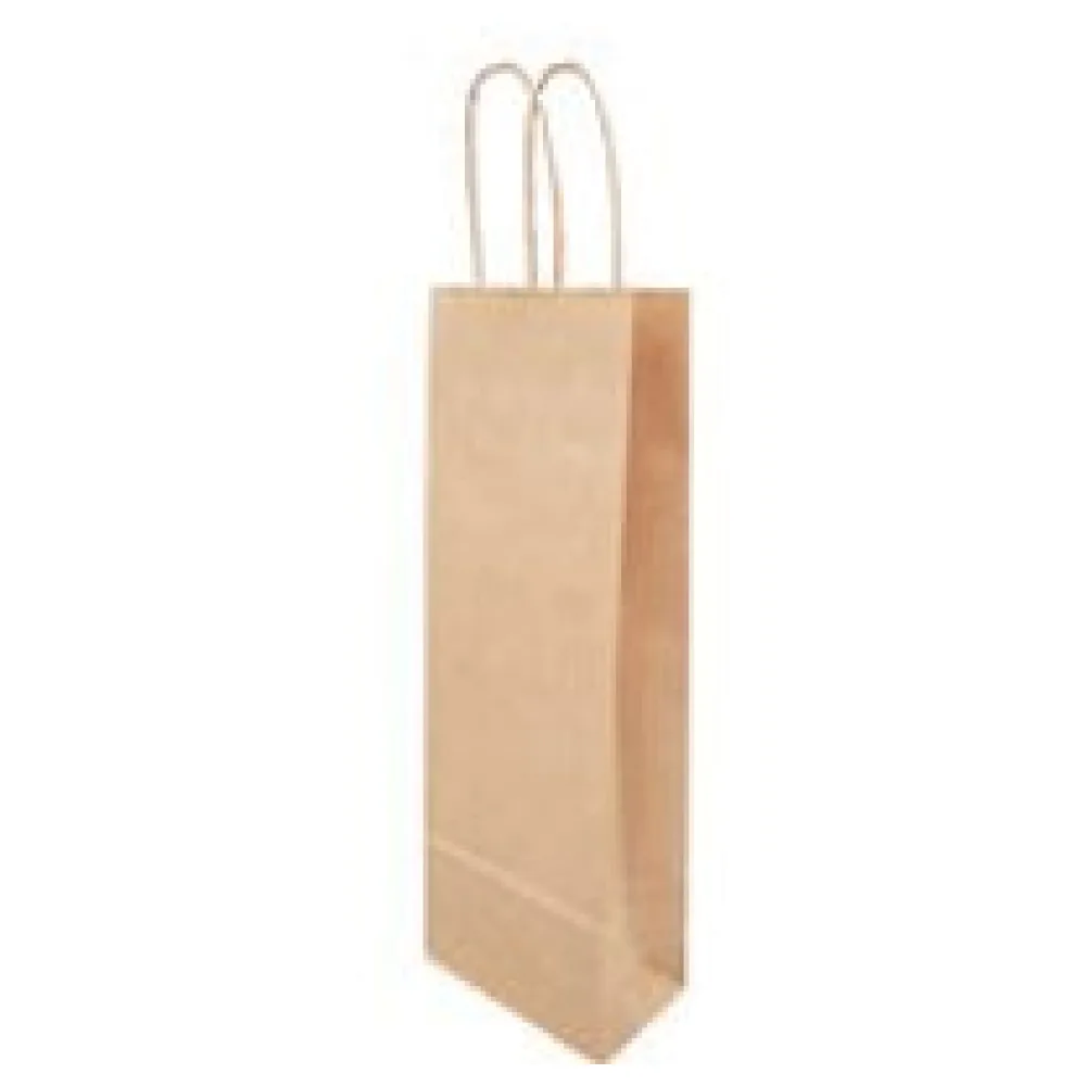 Flaschentragetaschen Flaschentaschen 140+80x390mm Papier braun gerippt mit Kordel – Bild 3