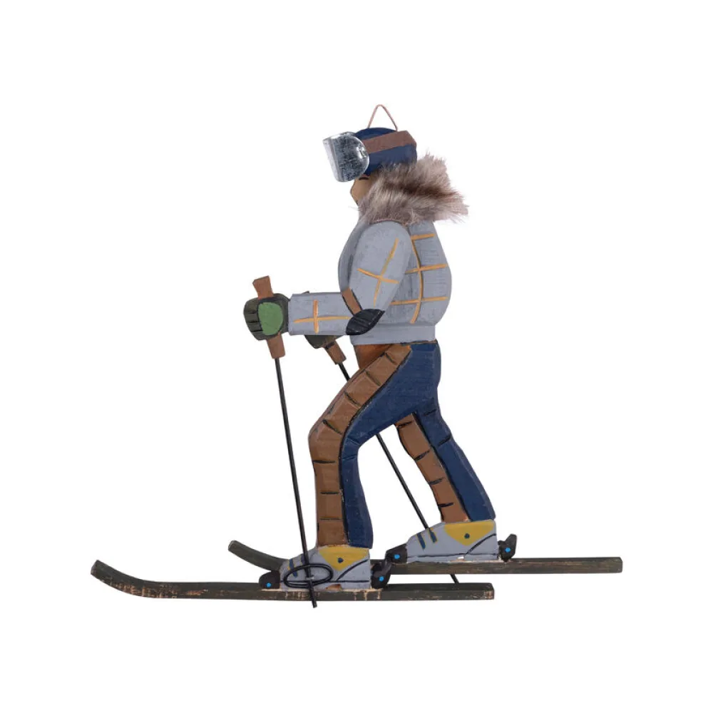 Skifahrer "Vintage" aus Holz, Deko zum Hängen 31cm – Bild 2