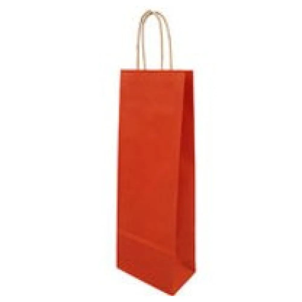 Flaschentragetaschen Flaschentaschen 140+80x390mm Papier dunkelrot gerippt mit Kordel – Bild 3