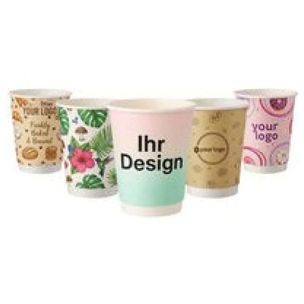 Personalisierbare Doppelwandbecher für Heiß- und Kaltgetränkebecher weiß 300 ml, 500 Stk. – Bild 3
