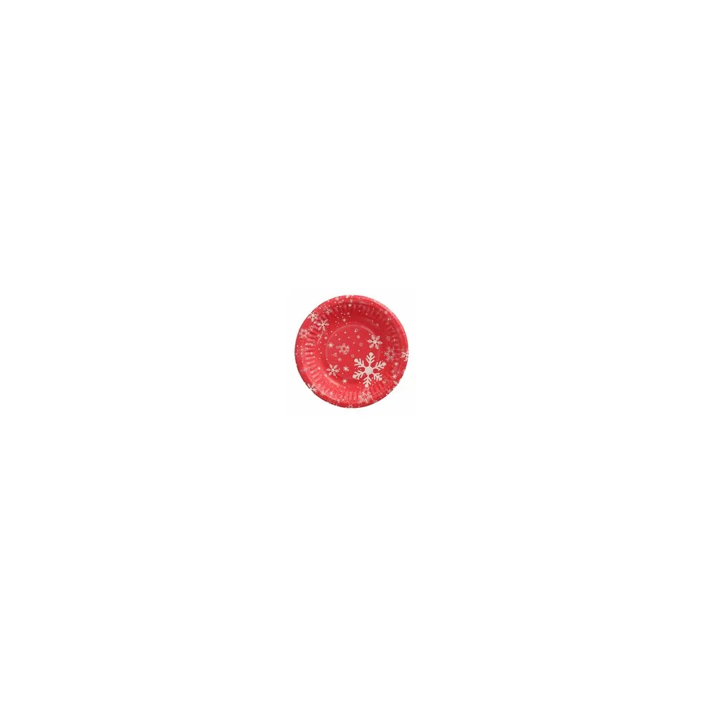 Pappschalen rund tief "Winterzauber" O 19 cm x 3 cm rot, 50 Stk.
