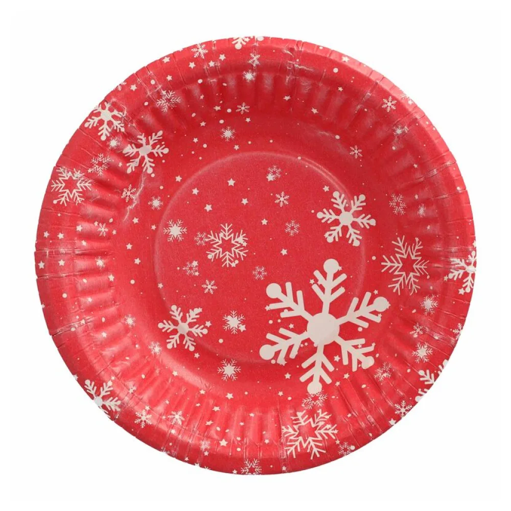 Pappschalen rund tief "Winterzauber" O 19 cm x 3 cm rot, 50 Stk. – Bild 2