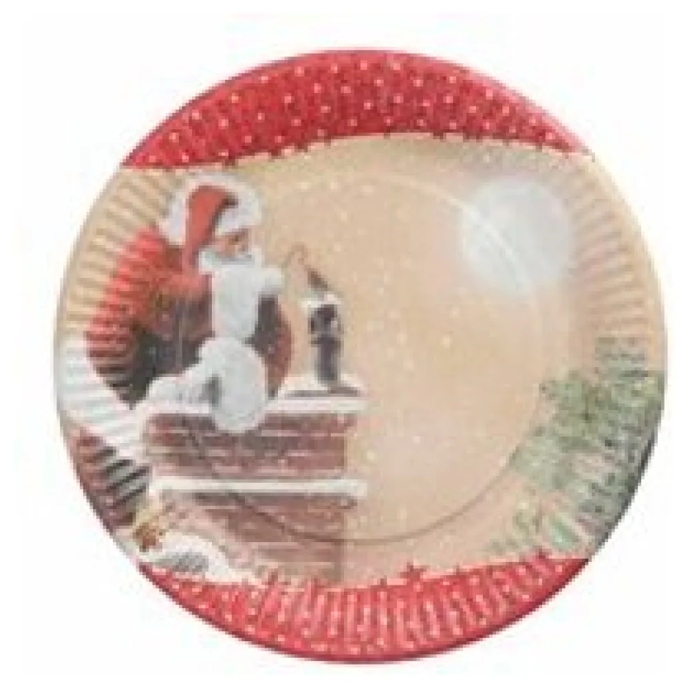 Pappteller rund O 23 cm "Weihnachtsmann auf Schornstein", 10 Stk. – Bild 3
